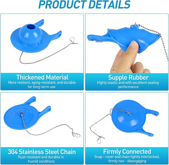 Toilet Flapper Replacement Kit - Premium Silicone Toilet Flusher Replacement Kit with Steel Chain, Universal American Standard Toilet Stopper Flapper 3 Inch, Fits for Various Toilet Types, Blue,1PCS