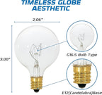 OHLECTRIC G16.5 Incandescent Globe Bulb (4-Pack) Decorative Light Bulb, 25 Watt, E12 Candelabra Base, Dimmable, 2700K Warm White, Clear Bulb, 232 Lumens. 120 Volt, Decorative G16½ Clear Light Bulbs
