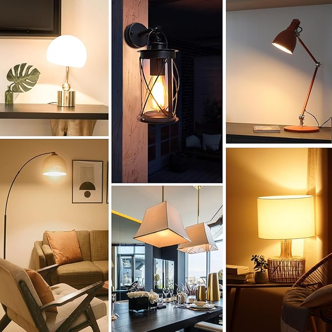 Jensense Edison LED Light Bulbs E26 LED Bulb 60 watt Equivalent Dimmable Light Bulbs 2700K Warm Soft White Vintage 7W LED Edison Bulbs 110V 120V 800 Lumen CRI90, 6 Pack