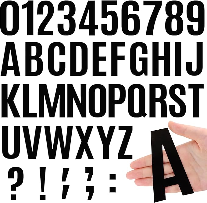 441 PCS 42 Sheets Letter Stickers Large Mailbox Numbers and Letters Self Adhesive Vinyl Waterproof Alphabet Number Stickers for Mailbox House Address,Crafts,Car, Poster,Classroom Decor(4 Inch,Black)