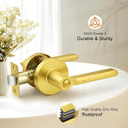 Probrico Gold Door Lever Privacy Door Handle Brushed Gold Door Handles Interior for Bed Bath, Keyless Door Handle Wave Style, 5 Pack