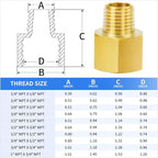 ChillWaves Brass Pipe Fitting Extension Adapter 3/8" NPT Female x 3/8" NPT Male Thread Adapter(6-PACK)