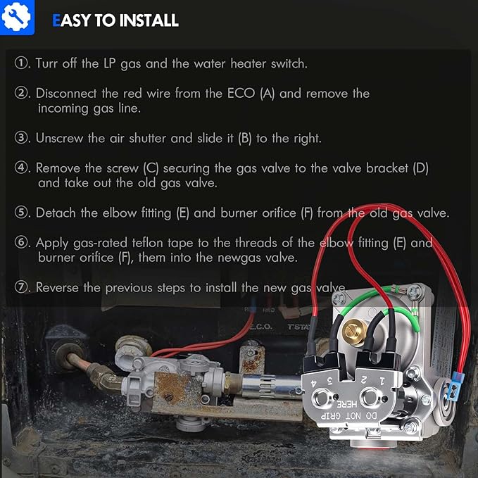 93844 RV Water Heater Gas Control Valve Compatible with Dometic Atwood 6 and 10 Gallon Water Heater GC10A-4E G6A-8E G6A-6E G6A-4E G10-3E GC6AA-10E | Solenoid Gas Valve Replaces# 93870, 93321, 92078