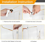 Hibbent Universal Metal Side Mount Toilet Handle Replacement Kit, Brass Toilet Flush Tank Lever with Stainless Steel Flapper Chains for Most Toilets, White Finish