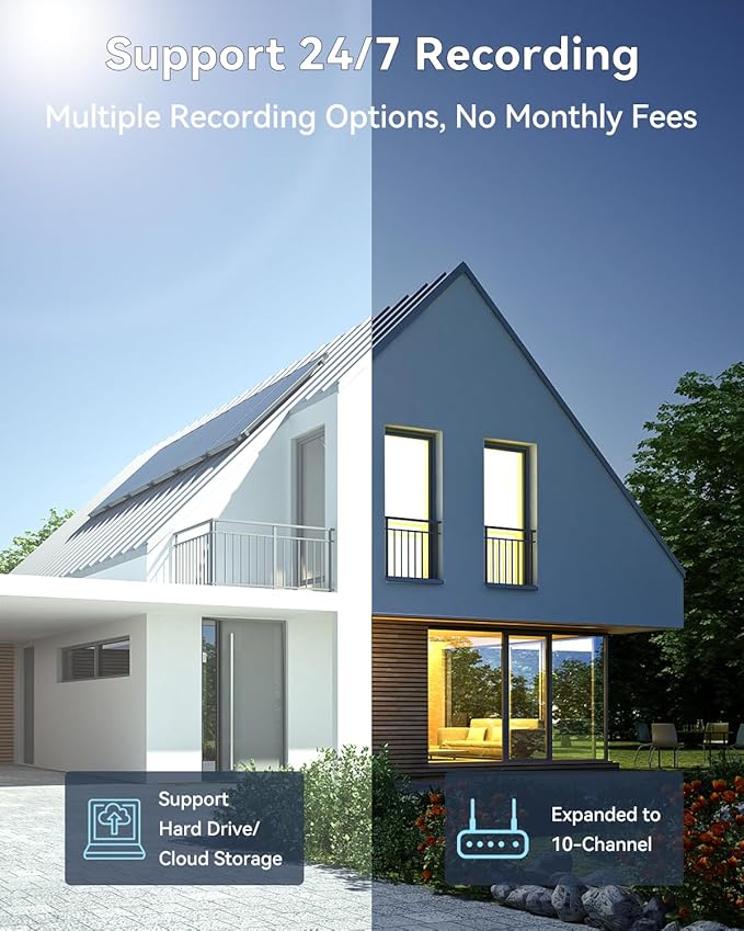 [Dual Lens WiFi6 & 10X Hybrid Zoom] Wireless Security Camera System Outdoor, Auto Tracking 2K+2K 4PCS PTZ Camera for Home Security 10CH Expandable 4K DVR CCTV Security Camera System