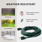 25ft Outdoor Extension Cord - 16/3 Heavy Duty SJTW Waterproof Green Electrical Cable with 3 Prong Grounded Plug for Safety, Great for Lawn and Major Appliances