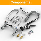 Commercial Sink Faucet with Sprayer 21" Height 8"Center Brass Constructed Wall Mount Commercial Kitchen Faucet with Pull Down Pre-Rinse Sprayer and 8" Swing Spout for 1/2 Compartment Sink（21"）