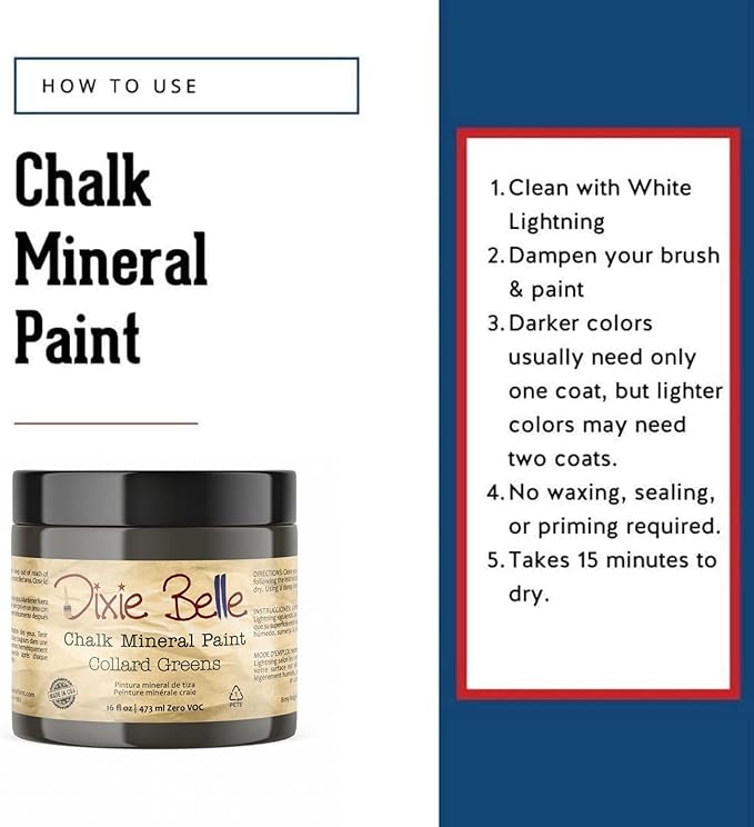 Dixie Belle Paint Company Chalk Finish Furniture Paint - Collard Greens (1 Gallon - 128oz) - Matte Deep Green Chic Chalk Mineral DIY Furniture Paint