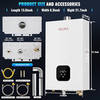 Natural Gas Tankless Water Heater,4.21GPM 16L Indoor,Instant Hot Gas water heater,Constant Natural Water Heater with Fahrenheit Digital Display,Multi-Protection