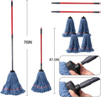 Matthew Large Commercial&Residential Mop Heavy Duty Industrial Mops w/Screw-on handle(Fit Standard American Screw)Looped-End String Wet Cotton Mops for Home,Office,Warehouse - 2 Set&2 Mop Replacements