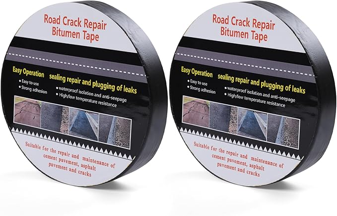 Boshen 2 Rolls 1.57in x 33 FT Asphalt Crack Tape Self-Adhesive Asphalt Crack Filler Asphalt Joint Repair for Driveway Parking Lot Roof Asphalt Cement Road(3mm Thick), No Torch Required