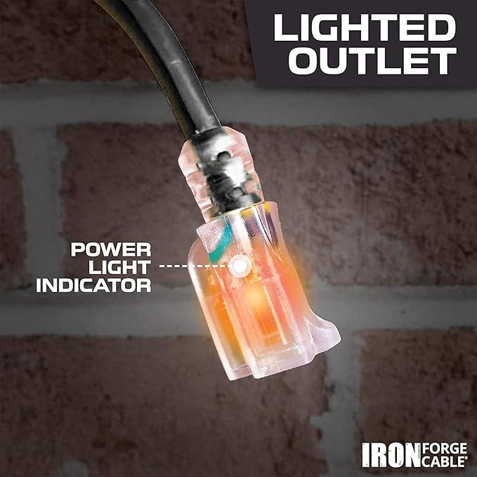 Iron Forge Cable 2 Pack 12 Gauge Outdoor Extension Cord 10 Ft, SJTOW 12/3 Heavy Duty Extension Cord 3 Prong - Oil Resistant & Flame Retardant