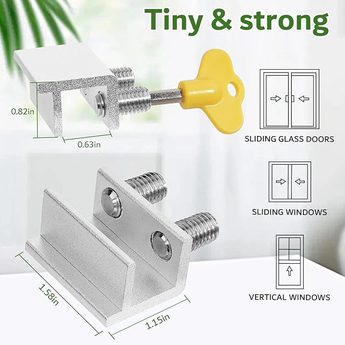 Window Locks, 6 Sets Window Locks Security with Key, Adjustable Aluminum Sliding Window Security Safety Locks Child Proof Security Lock Stoppers for Vertical & Horizontal Sliding Window