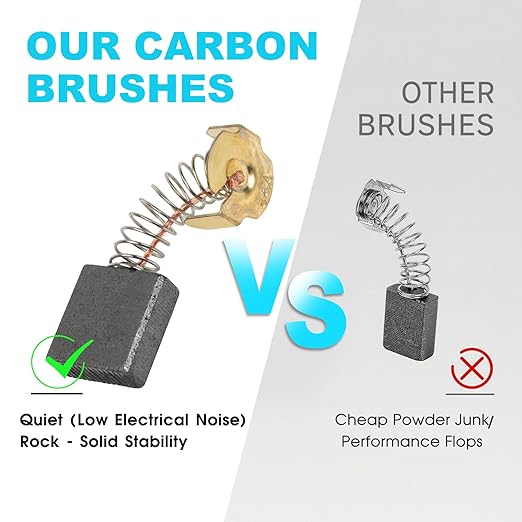 60 Pcs Electric Motor Carbon Brushes Set, 10 Assorted Sizes Graphite & Copper Replacement Parts for Power Tools, Drills, Saws, Grinders, Motors