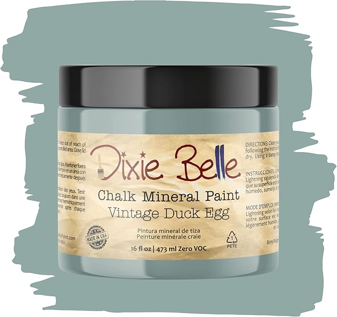 Dixie Belle Paint Company Chalk Finish Furniture Paint - Vintage Duck Egg (16oz) - Matte Light Blue Chic Chalk Mineral DIY Furniture Paint