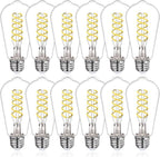 ST58 Edison Bulbs 60 Watt Led, 5000K Vintage Light Bulbs, E26 Led Bulb 6W Dimmable Plastic 600LM, Antique Decorative Filament LED Bulb for Bedroom Office Fan Lights Ceiling Fixtures 12 Pack