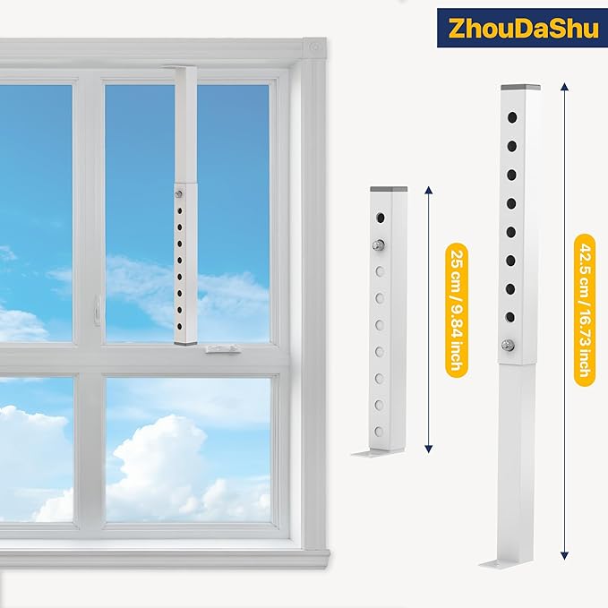 (Short) 4 Pcs Adjustable Window Lock Bar, Window AC Security Bars for Child Safety, Window Stoppers for Small Vertical Sliding Windows/Dog Door, only Extends from 9.8-16.7 in -Steel