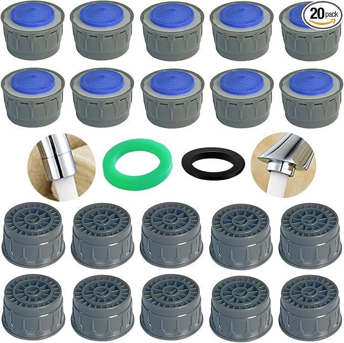 Faucet Aerator, 2.2GPM Flow Restrictor Plug-In Faucet Aerator Replacement Parts for Bathroom or Kitchen (blue 20 Pcs)