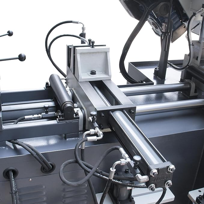 KAKA Industrial Double Column Band Saw 11 Inch Capacity Hydraulic Downfeed Variable Speed Automatic Horizontal Bandsaw for Metal Cutting 220V 3PH TBK-11B