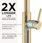 FORIOUS Kitchen Faucet with Pull Down Sprayer, Classic Brushed Gold, Single Handle High Arc Stainless Steel Kitchen Sink Faucet, 1 or 3 Hole Deck Mount for RV, Bar, Farmhouse, Laundry, Outdoor