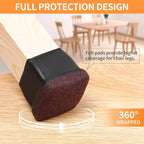 Ezprotekt 24 Pcs Square Chair Leg Floor Protectors with Felt, Silicone Felt Furniture Pads for Hardwood Floor, Dining Table Leg Caps Covers No Scratches and Noise (L Fit: 1" - 1.4", Black)