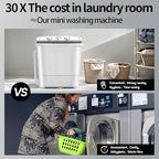 Portable Mini Twin Tub 18Lbs Washing Machine with Drying Rack & 10 Hangers, Washer(11Lbs) and Spinner(7Lbs) Combo with Timer Knob, Compact Semi-automatic Laundry Washer for Home Dorm Apartment, Black
