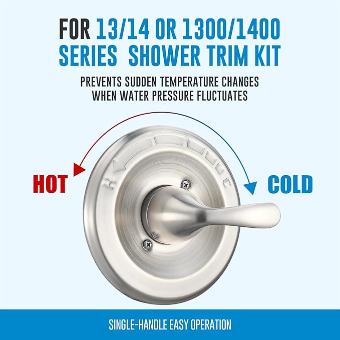 Replacement for Delta Classic 13 Series Single-Function Trim Kit, T13020-SS Brushed Nickel Shower Handle, Fit Delta Shower Valve R10000 Series (2 Style of Cartridge Included)