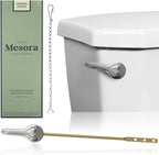 Mesora Universal Metal Front Mount Toilet Handle Replacement Kit with Flapper Chain, Pure Brass and Aluminum, Compatible with Most Toilets - Chrome
