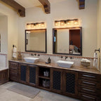 EDISLIVE Vintage Bathroom Vanity Light Black 4-Light Bath Wall Light Fixture with Ripple Block Shades Glass 32.9" E12 Antique Wall Sconce for Bedroom Hallway Living Room Vanity Mirror