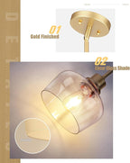 Emak 8 Inch Clear Glass Pendant Lights Kitchen Island, Modern Gold Pendant Light Fixtures for Kitchen, Bathroom, Bedroom, Dining Room, PL122-GD-CG