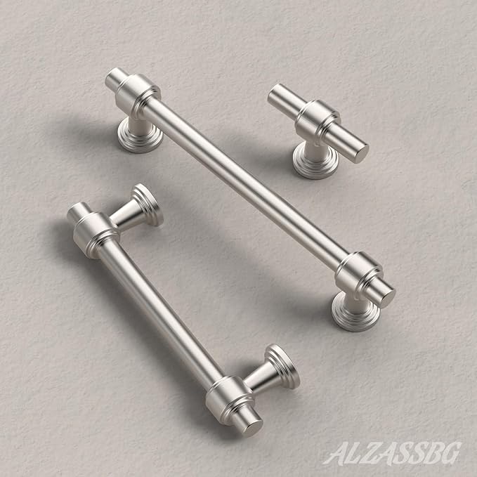 Alzassbg 10 Pack Brushed Satin Nickel Cabinet Pulls, 3-3/4 Inch(96mm) Hole Centers Cabinet Handles Kitchen Hardware Straight Bar for Cabinets and Drawer AL3505SN