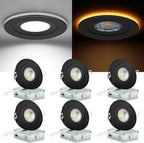 Black recessed Lights with Night Light 4 Inch 6 Pack, Gimbal canless recessed Lights with Junction Box,9W 750LM,Dimmable,5CCT Selectable,Air Tight