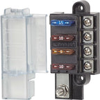 Blue Sea Systems 5045 ST Blade Fuse Block Compact 4-Circuit with Cover, 100 Amps