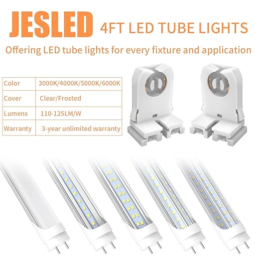JESLED Non Shunted LED Tombstones - (Pack of 50) T8 Lamp Holder, UL Turn Type Tombstone Lampholder for T10 T12 LED Fluorescent Tube Replacement, Medium Bi-pin G13 Socket for Programmed Start Ballasts
