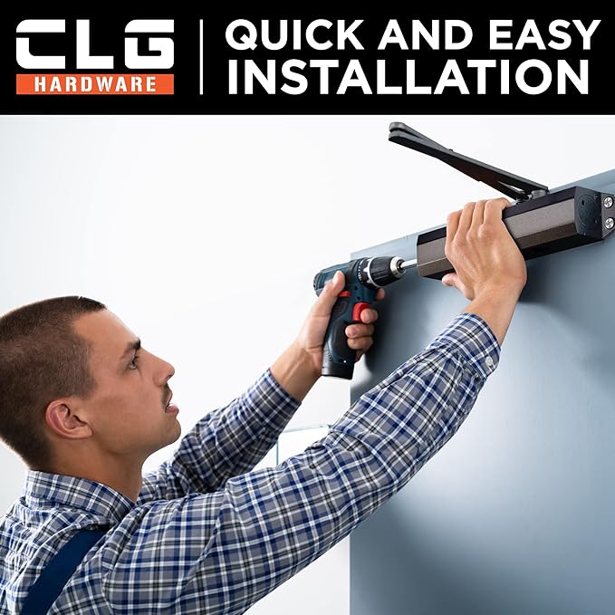 CLG HARDWARE DC6003 Medium Duty Commercial Door Closer - Surface Mounted, Automatic Door Closer, Cast Aluminum, UL 3 Hour Fire Rated, Size 3 for Residential & Light Commercial Doors- US10B Dark Bronze