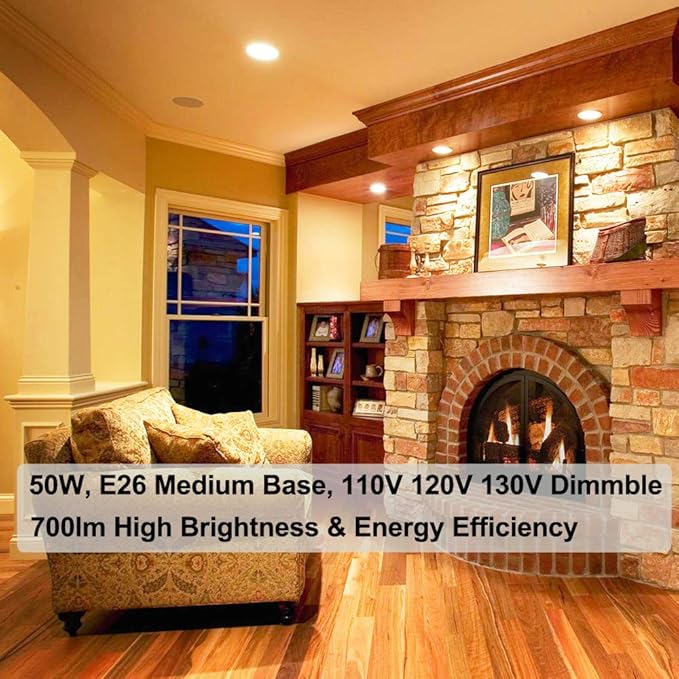 Vinaco Par20 Bulbs, 6 Pack 120V 50W Par20 Flood Light Bulbs, E26 Medium Base Long Lasting Life High Output Par20 50W Halogen Bulb -Warm Light