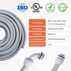 Liquid-Tight Conduit 3/4 25ft, Electrical Conduits w/UL Certification, Flexible Conduit with 5 Straight and 5 90-Degree Conduit Connector Fittings
