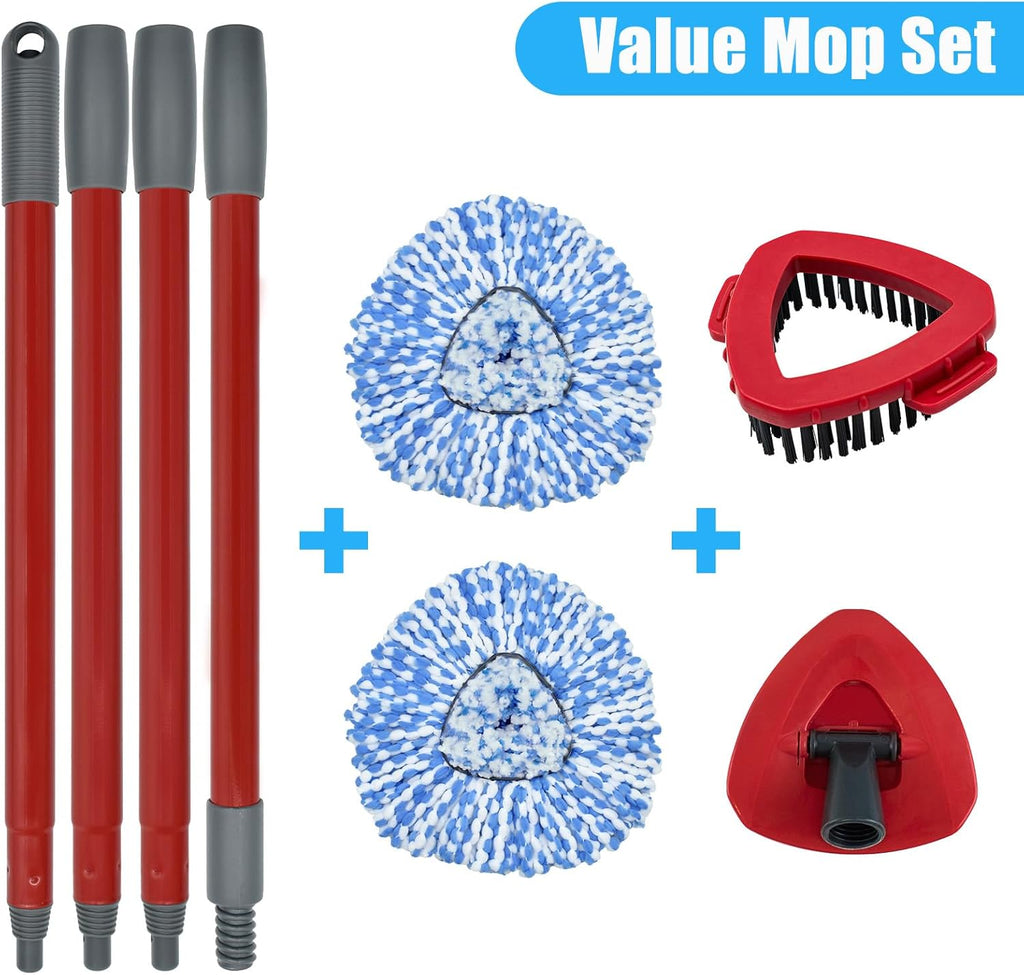Mop Replacement for Ocedar, Mop for O Cedar, Replacement Mop for O Cedar Spin Mop Contains 4-Section Mop Handle 2 Mop Replace Head 1 Mop Base 1 Scrubber Mop Head for O-Cedar Spin Mop