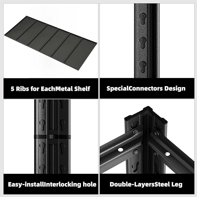 6-Tier 55" W x 24" D x 84" H Garage Shelving 3500LBS Storage Shelves Heavy Duty Metal Shelf Unit Adjustable Basement Industrial Storage Racks (84 * 55 * 24)