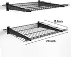 2 Pack Garage Wall Mounted Shelf, 23.6" x 11.4" Heavy Duty Wall Storage Shelves for Garage, Workshop, Laundry Room and Kitchen, Max Load 50 lbs (Black,2 Pack)