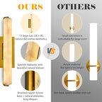 Alabaster Wall Sconces Set of Two, 15in Brass Alabaster Sconce, Modern Spanish Natural Marble Sconces Lights, Rectangle Gold Sconces for Bathroom Vanity Bedroom Living Room Staircases Hallway