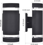 Porch Lights Outdoor Dusk to Dawn, Aluminum Outdoor Wall Light Fixture 6000K, Waterproof Wall Lamp Up and Down Lights Exterior Sconce Wall Lighting Fixture for House Doorway, ETL Listed