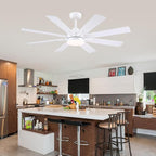 52 Inch Ceiling Fans with Lights and Remote/APP Control, Modern Ceiling Fan for Bedroom Living Room Patio Porch Indoor Outdoor, 6 Speeds, Reversible Quiet Motor, 8 Wood Blades, White