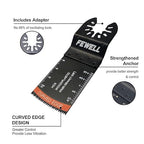 FEWELL 55PCS Oscillating Saw Blades, Universal Titanium Multitool Blades for Hard Materials, Metal, Wood, Plastic, Nails,Curved Edge Oscillating Saw Blades, Fits Most Tools