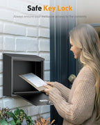 Uniclife Wall Mount Mailbox for Outside, Large Locking Mailbox with Key Lock, Security Mail Box, Postbox for House, Safe Key Drop Case, Steel Cash Drop Case for Home Office School, Black