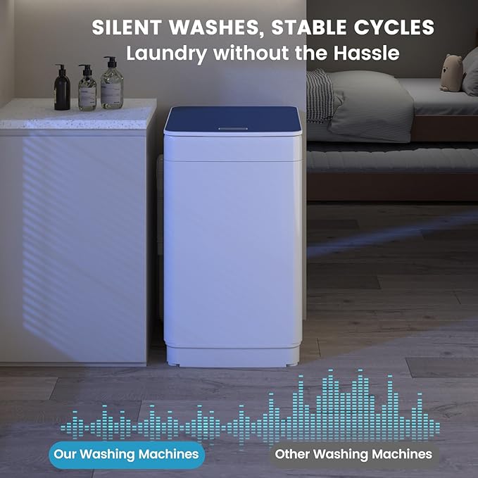 Zynkez 18lbs Portable Washing Machine, Fully Automatic Washing Machine with LED Display, 7 Wash Cycles, 26 Mins Quick Wash, Compact Clothes Washer with Drain Pump for Apartment, RV, Camp