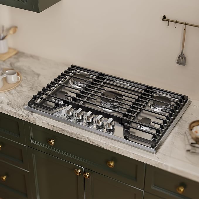 Empava 30 Inch Gas Cooktop, Stove Top LPG/NG Convertible, 5 SABAF Sealed Burners Made in Italy, Ion Ignition Technology,CSA Certified,in Stainless Steel, for Homes, kitchens