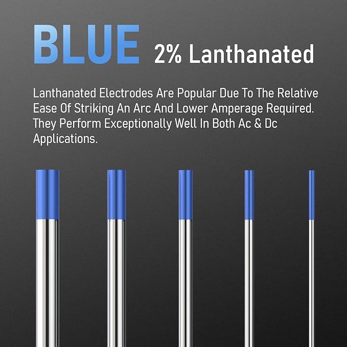 YESWELDER TIG Welding Tungsten Electrode 2% Lanthanated 1/16" x 7" (Blue, WL20/EWLa-2) 10-pk