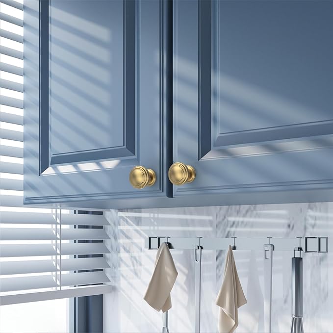 Amerdeco 10 Pack Champagne Bronze Cabinet Knobs Single Hole Cabinet Pulls 1 Inch Drawer Knobs for Bathroom Cabinets ZH0086