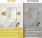 Wall Sconces Set of Two, Hardwired Brushed Nickel Bathroom Sconces Wall Lighting with Clear Glass, Modern Sconces Wall Decor Set of 2 Bathroom Light Fixtures for Mirror Hallway (Bulbs Not Included)